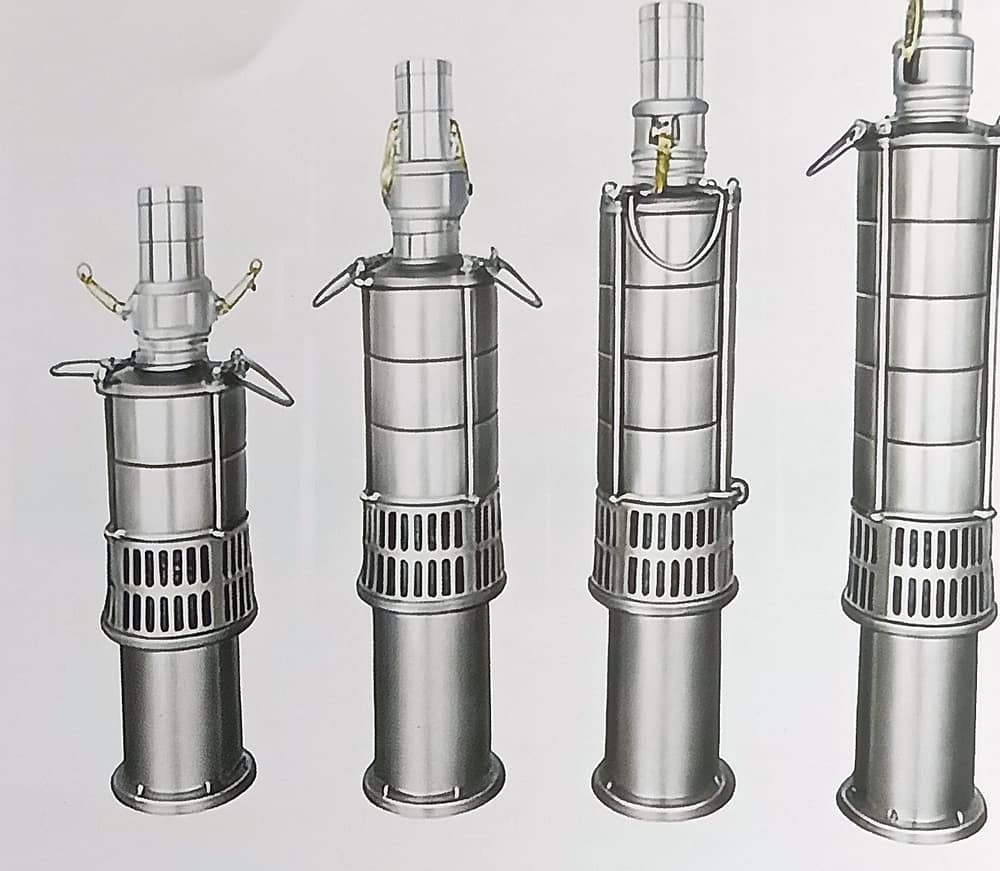 Four high-head multistage pumps arranged in a row